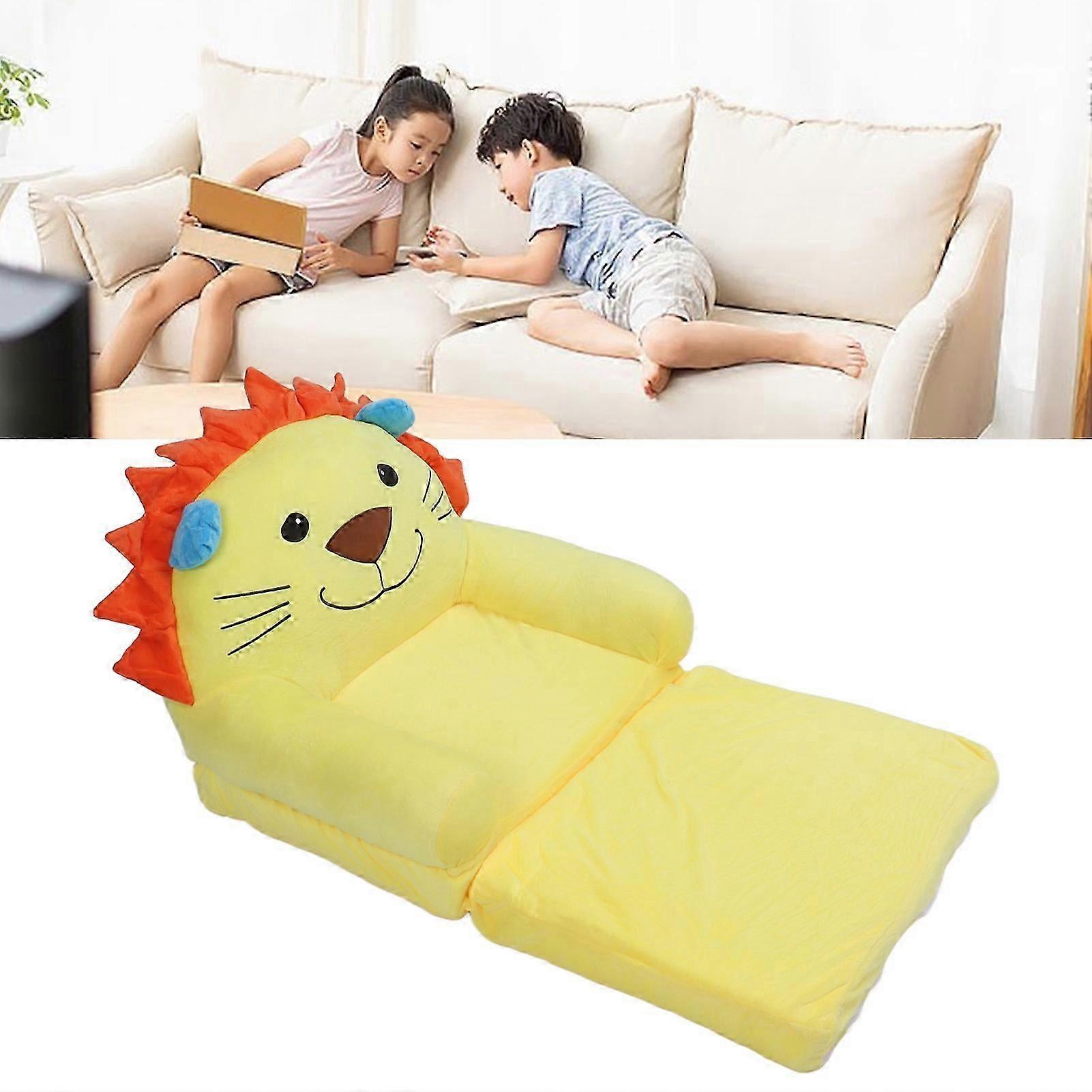 Foldable Children Sofa Plush Soft Cute Cartoon Children Couch Bed With Armrests For Baby Girl 2 Layers