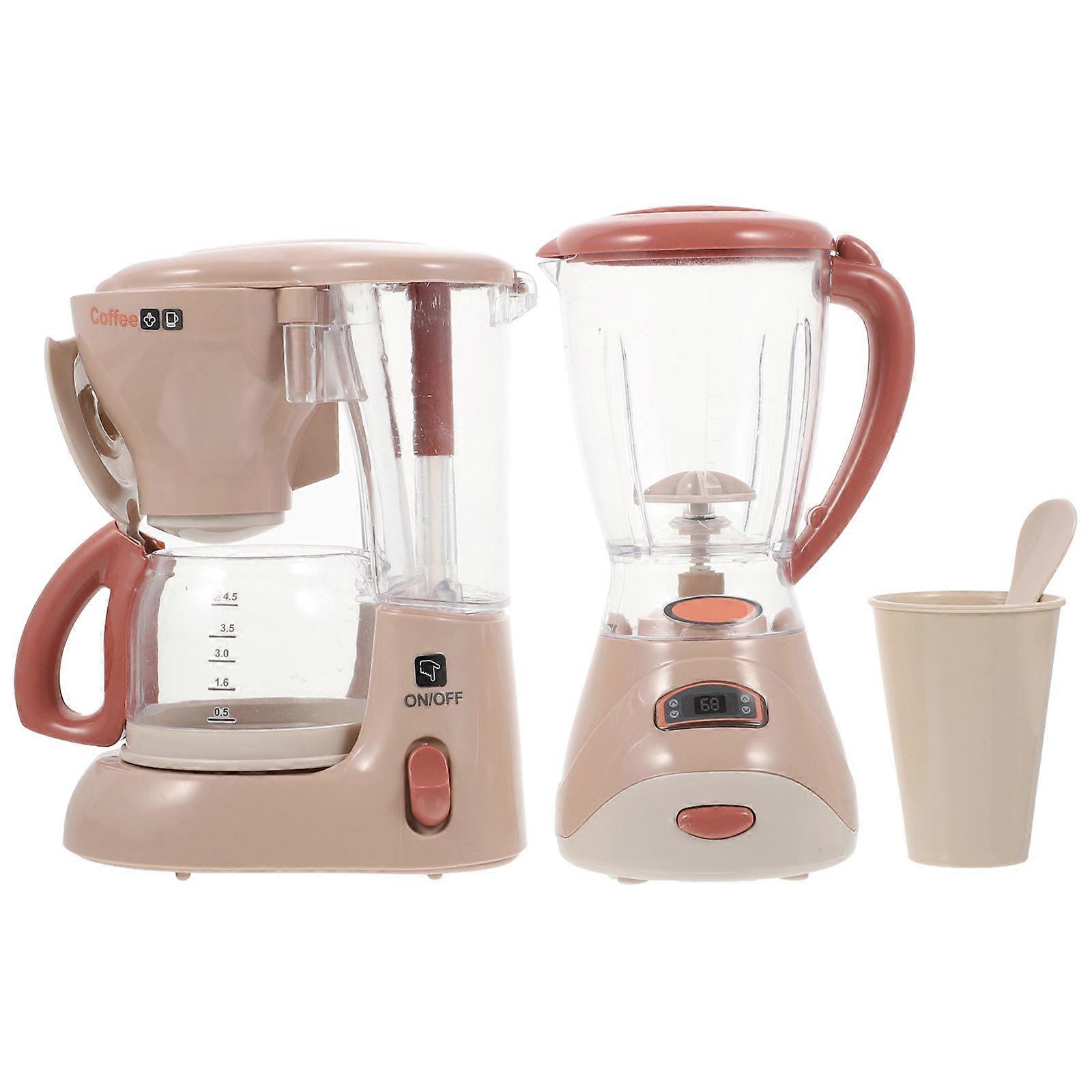 Play Kitchen Appliance Toy 2Pcs Kids Coffee Machine With Light And Sound Assorted Color For Intellectual Development
