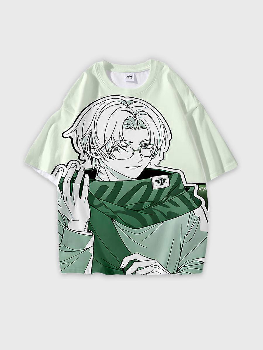 T-shirt round neck Role Pattern loose short sleeve E1022