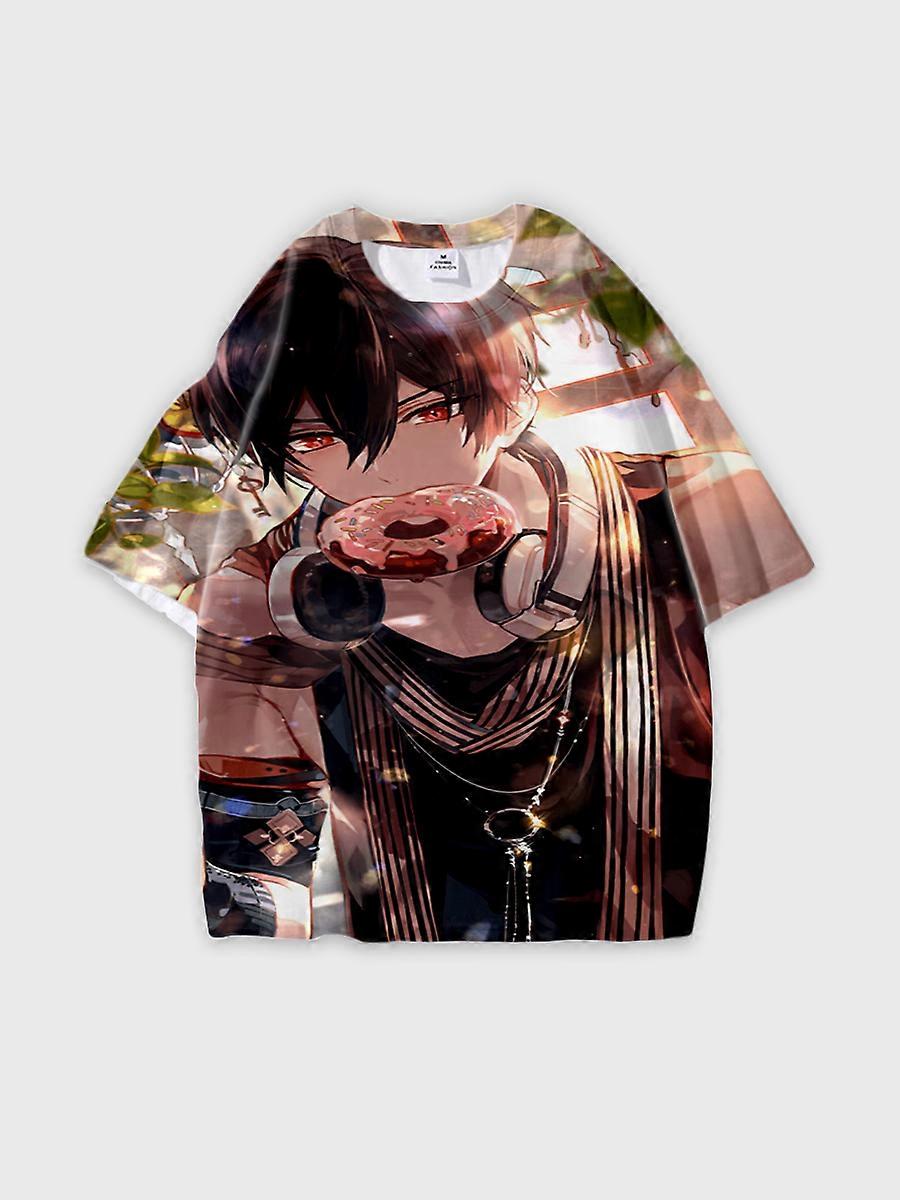 T-shirt round neck Role Pattern loose short sleeve E803