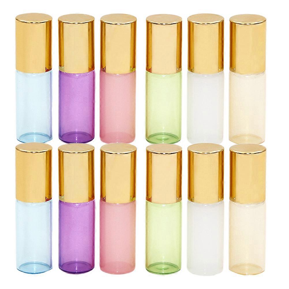 Roll On Essential Oil Bottles 12Pcs Assorted Color Size 4.4x1.6cm Portable Design Perfect For Travel And Everyday Use