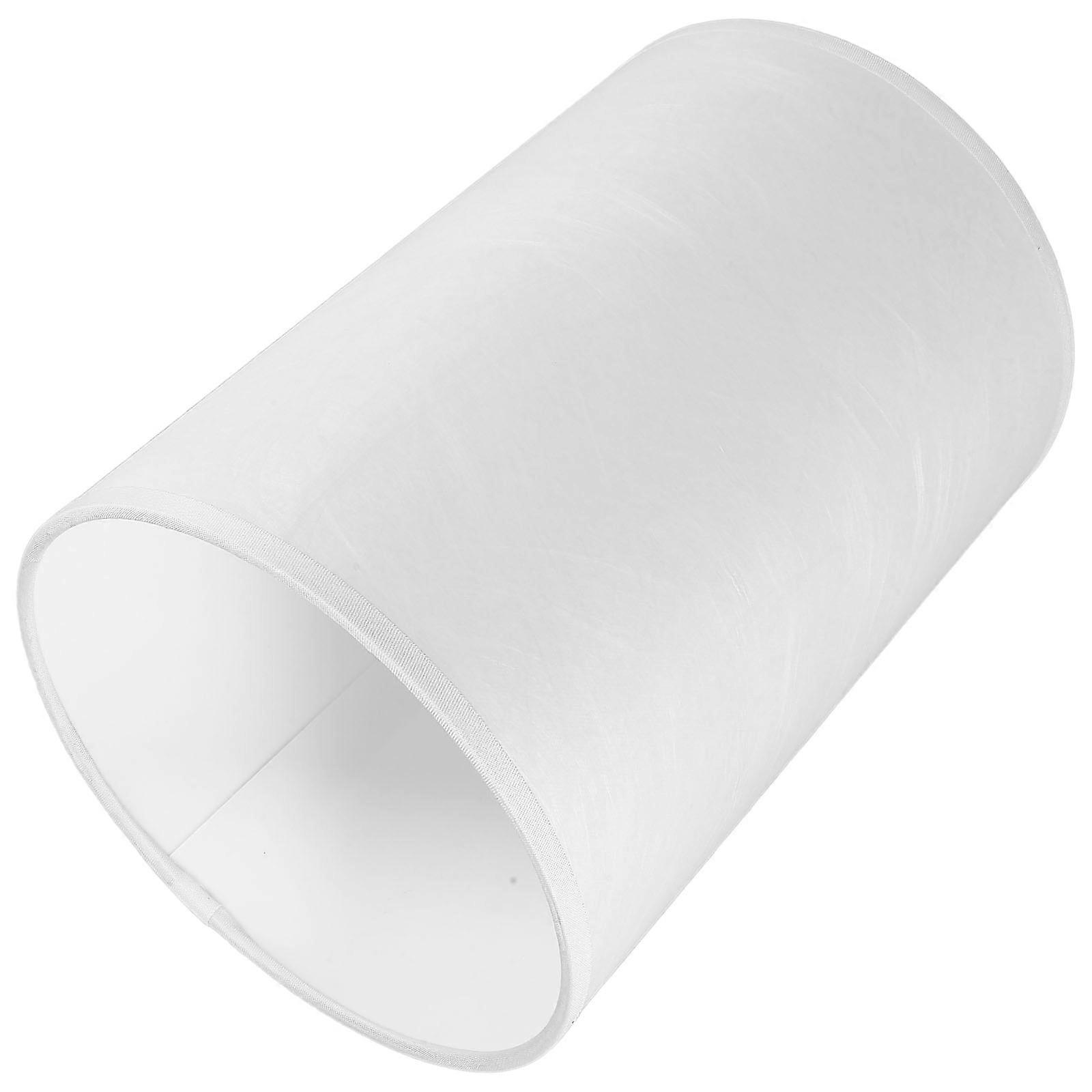 Modern Fabric Lampshade for Desk Lamp White Cylinder Shade with Metal Base for Bedroom Decor