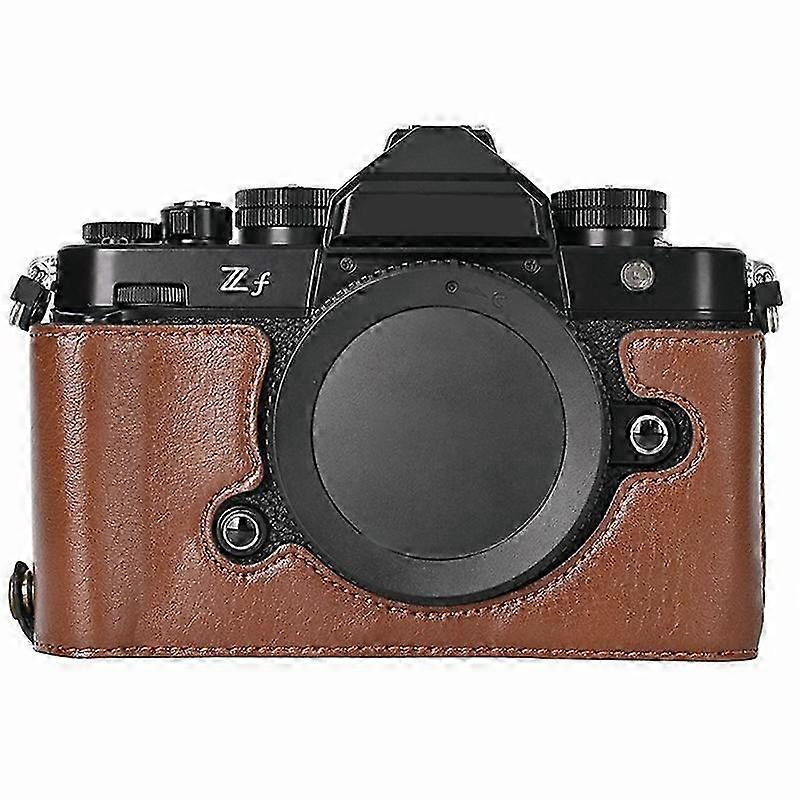 2025 For Nikon Z f Tree Bark Leather Bottom Case Half Camera Cover with Battery Opening