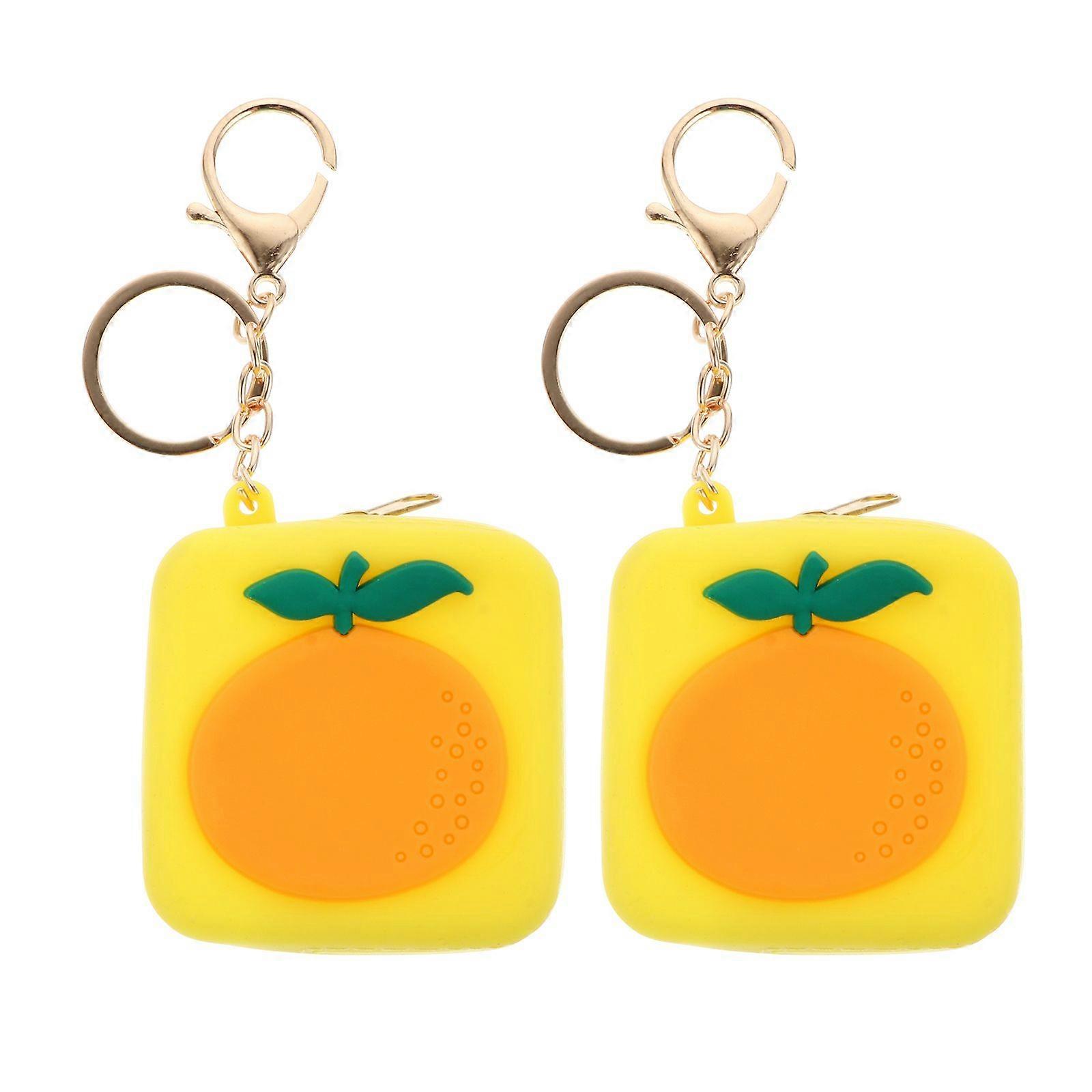 2pcs Keyring Cartoon Earphone Protector Silicone Key Case Coin Storage Bag