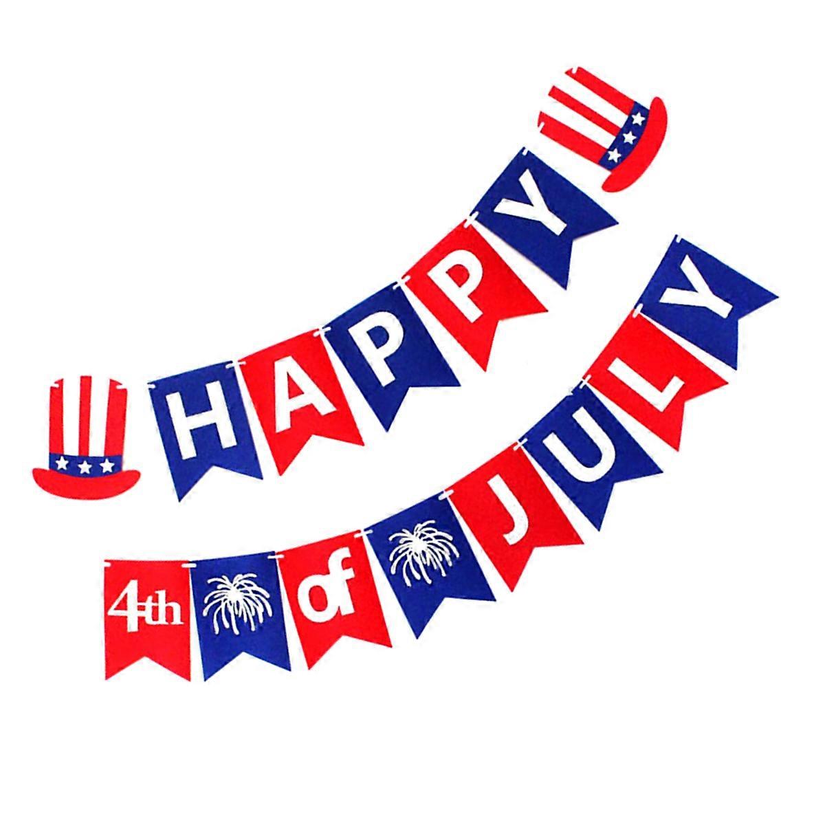 Celebration Banner for Independence Day Party Decoration with Reusable Felt Flags in Assorted Colors 4ft