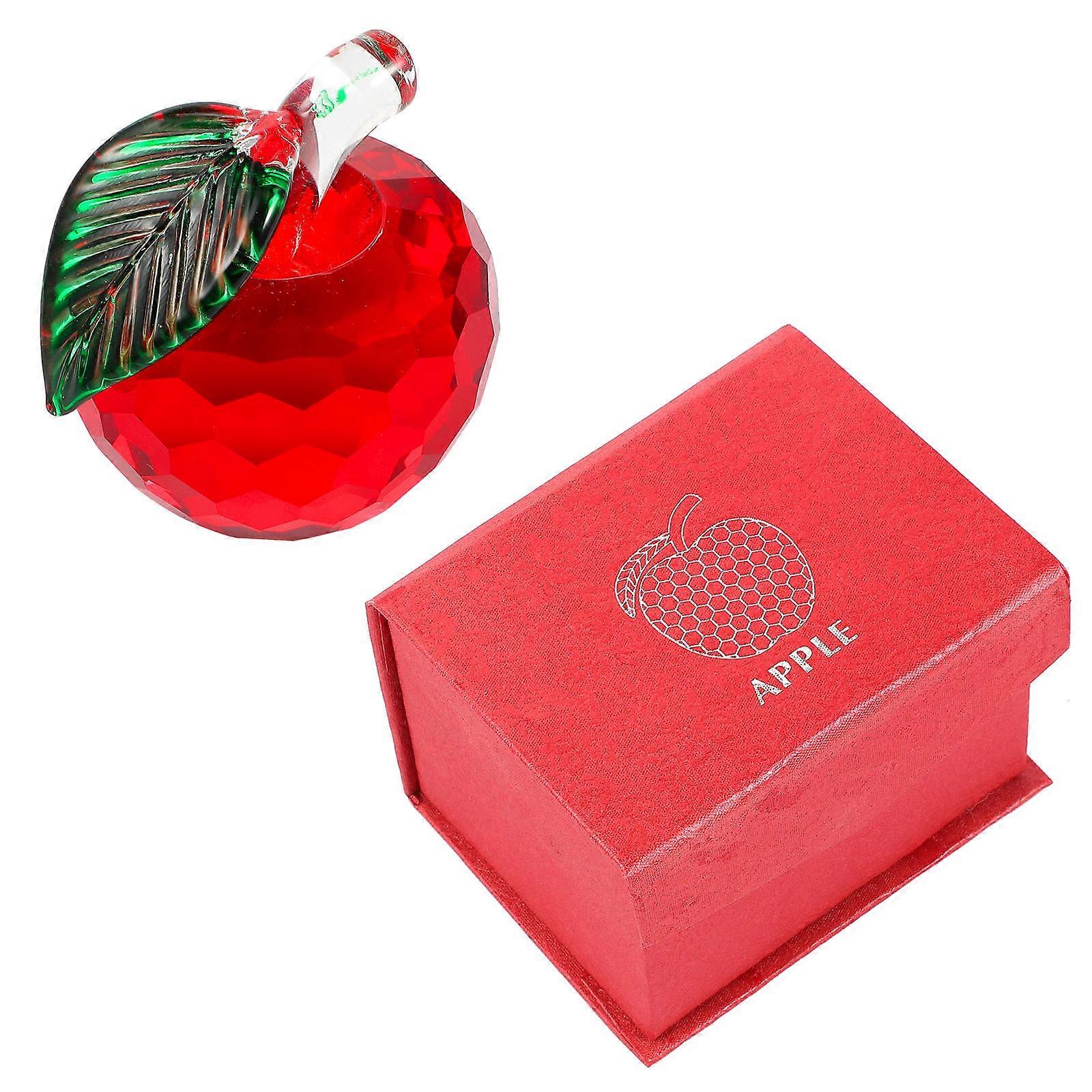 Lifelike Red Crystal Apple Paperweight for Decoration with Elegant Design and Crystal 1 Piece