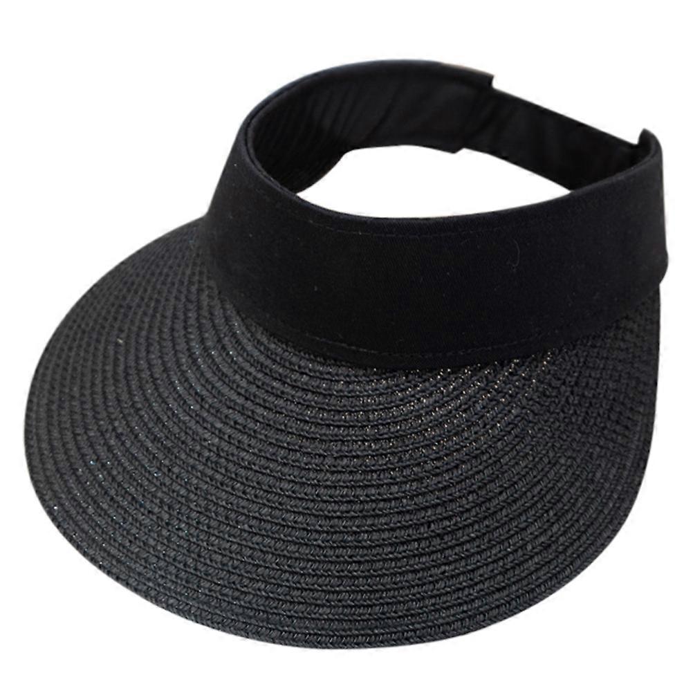 Black Summer Sun Hat with Elastic Cord for Adjustable Size Simple Chic Design Cloth Basin Hat for