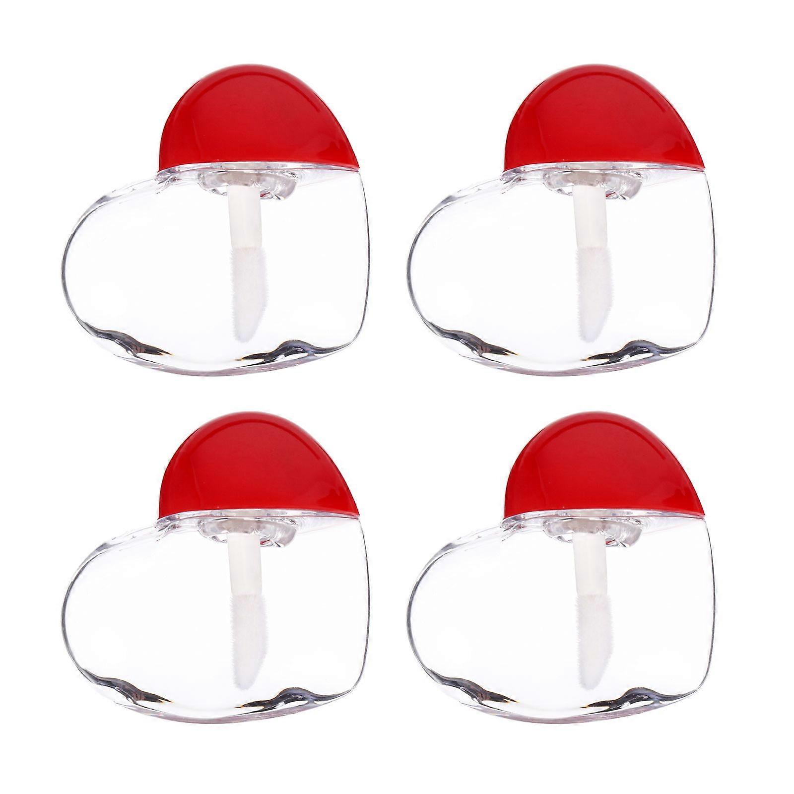 20Pcs Lip Gloss Tube Storage Container For Daily Use Heart Shaped Sealing Without Leakage Red Color
