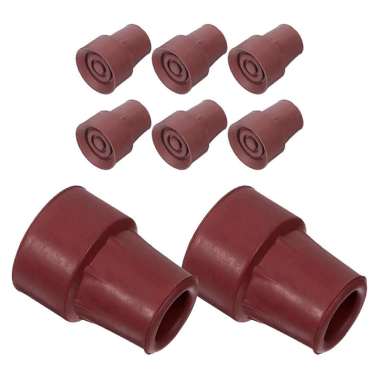 8Pcs Rubber Hiking Pole Tips For Walking Sticks Outdoor Activities Stability Support Brown Color