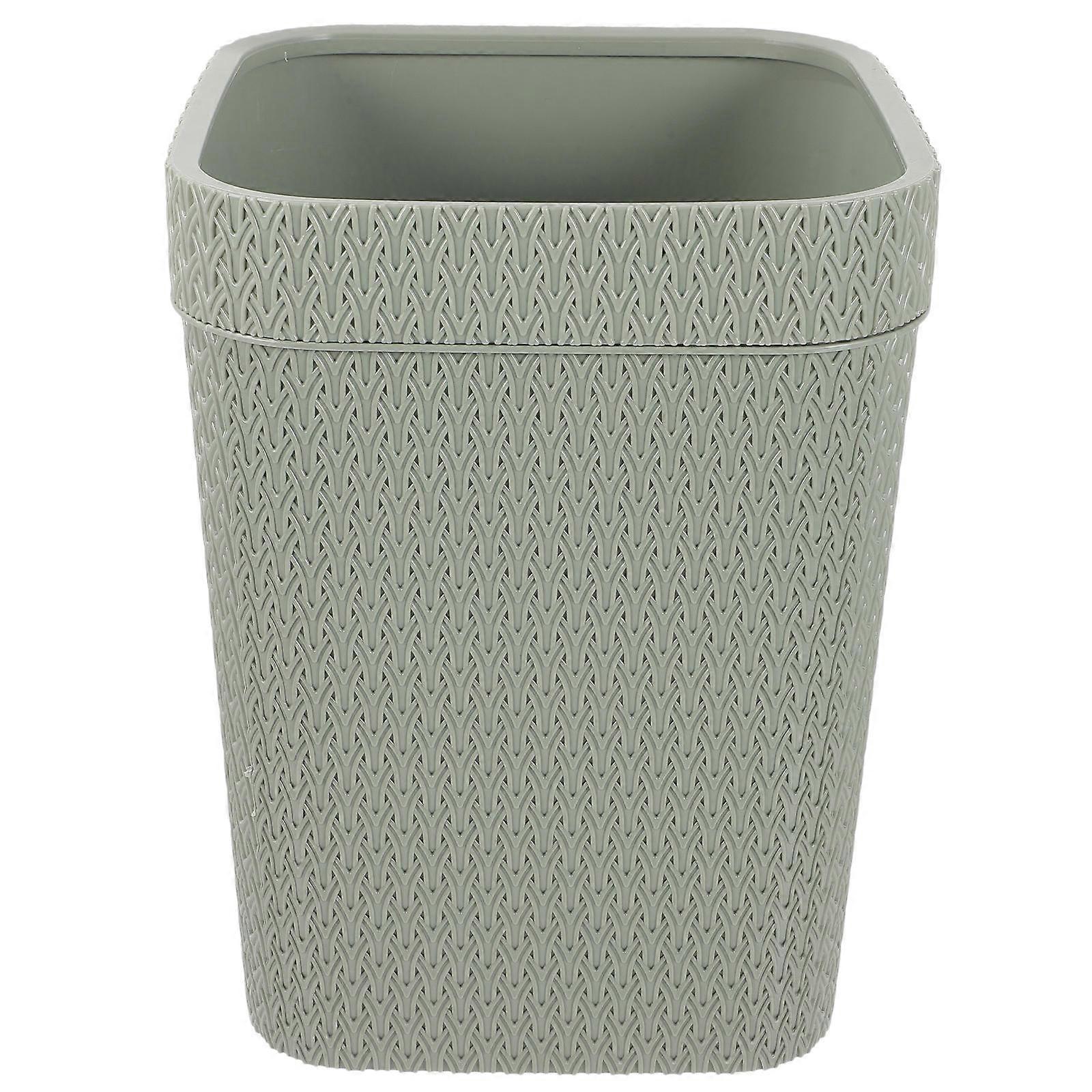 Trash Container For Daily Life Waste Collection Green Square Decorative Garbage Storage Bin 1Pack