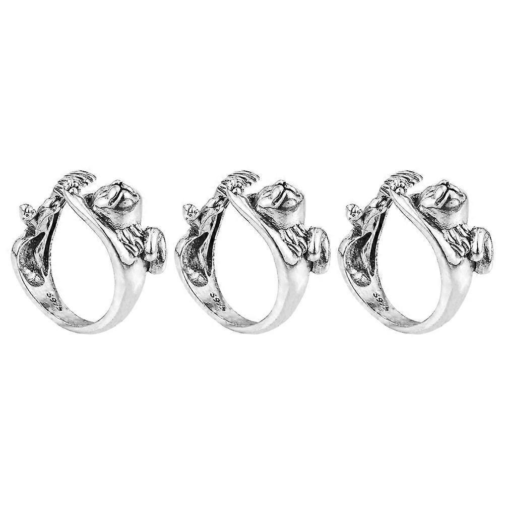Adjustable Crochet Loop Ring Yarn Guide 3Pcs Metal Finger Holder For Sewing Projects And Craft Enthusiasts