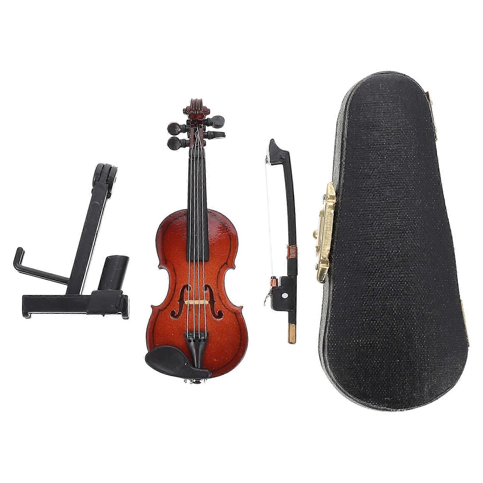 Miniature Violin Model with Bow Stand – Stylish Desktop Decor for Home, Office, and Creative Photography