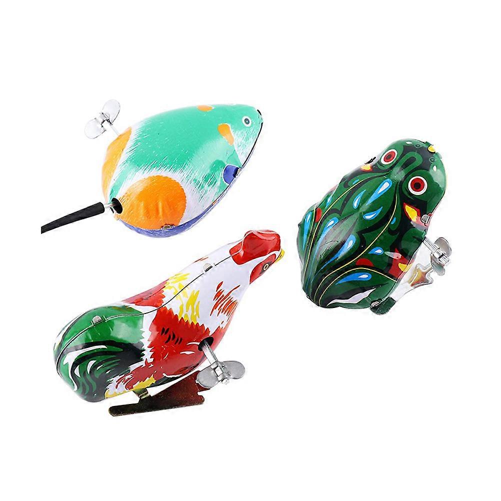 3pcs Kids Toy Wind Up Clockwork Toys Jumping Iron Toy Frog Chick Mice Random Color
