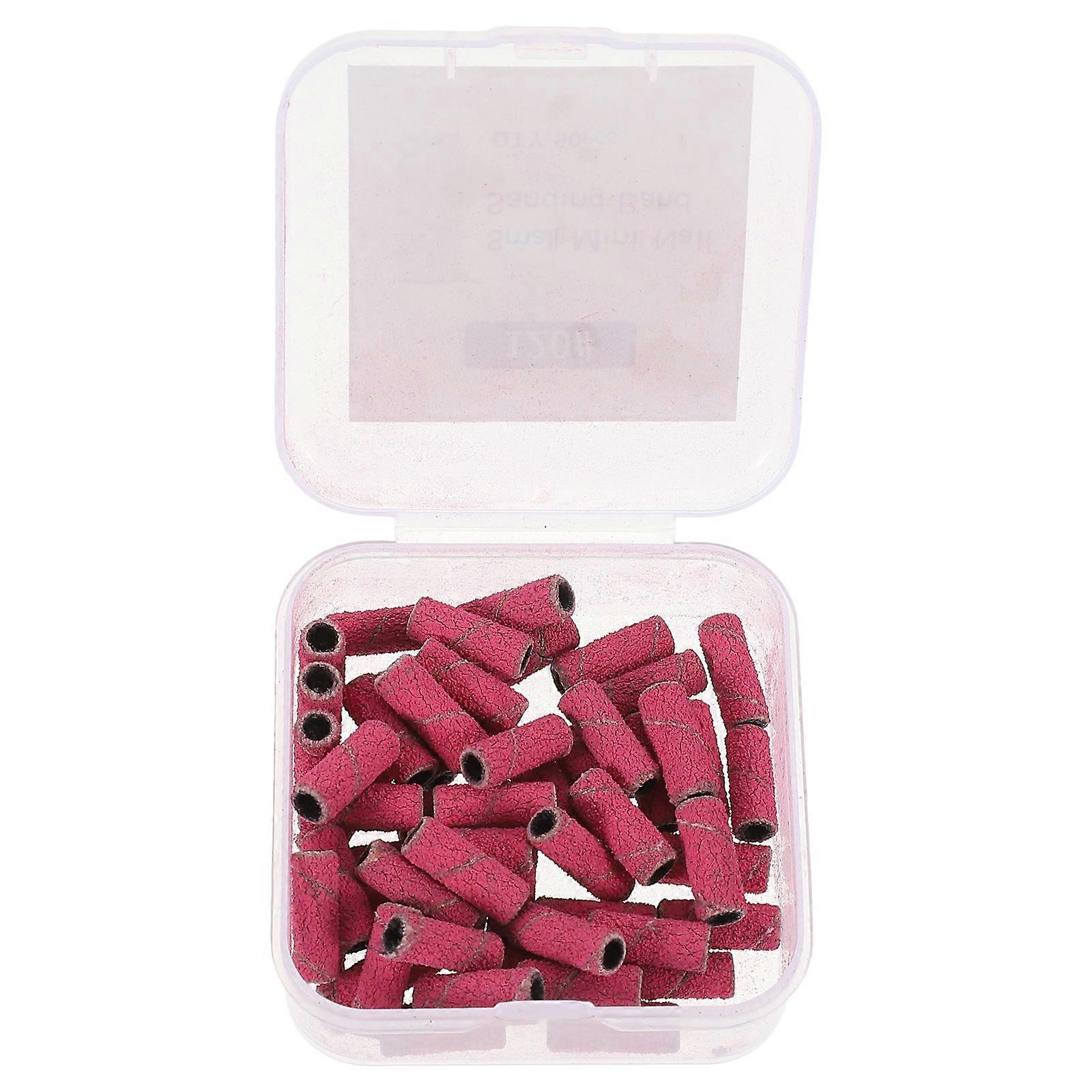 Pink Nail Sanding Bands Set with 50 Pieces for Nail Drill Bits Made of Tungsten Steel 0.5mm