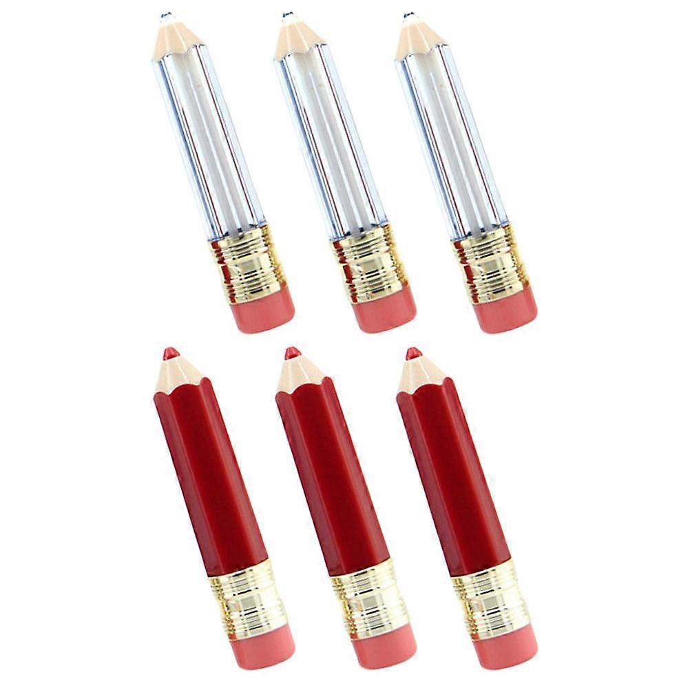 Lip Oil Containers 6Pcs Pencil Shaped Lipstick Samples Makeup Container Assorted Color Leak-Proof Material