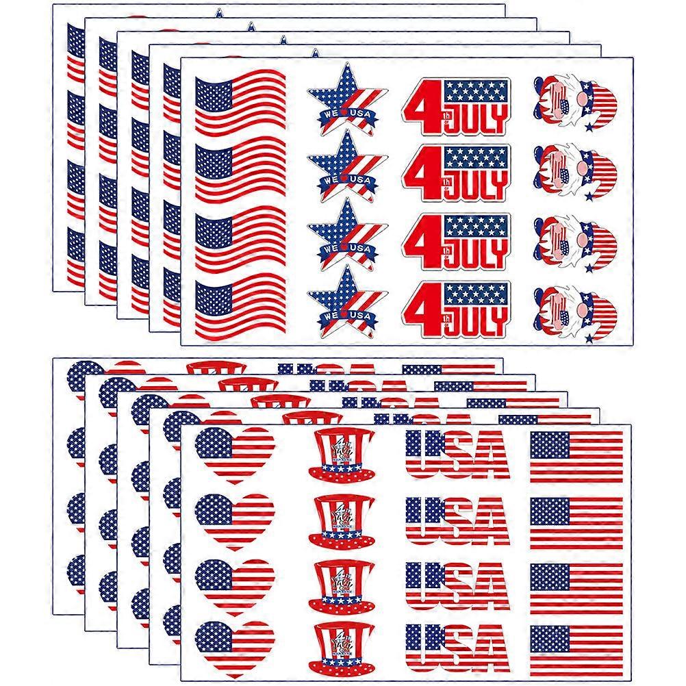 Independence Day Face Stickers Mixed Style Body Art Decoration Assorted 10 Sheets