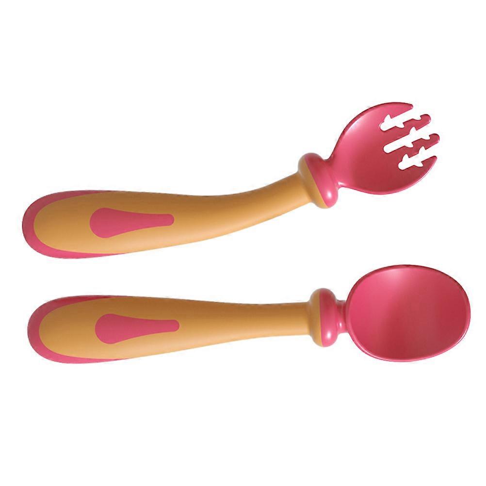 1 Set Fork and Spoon Training Utensils with Storage Box – Non Slip, Flexible Handles, Easy to Clean, No Peculiar Smell