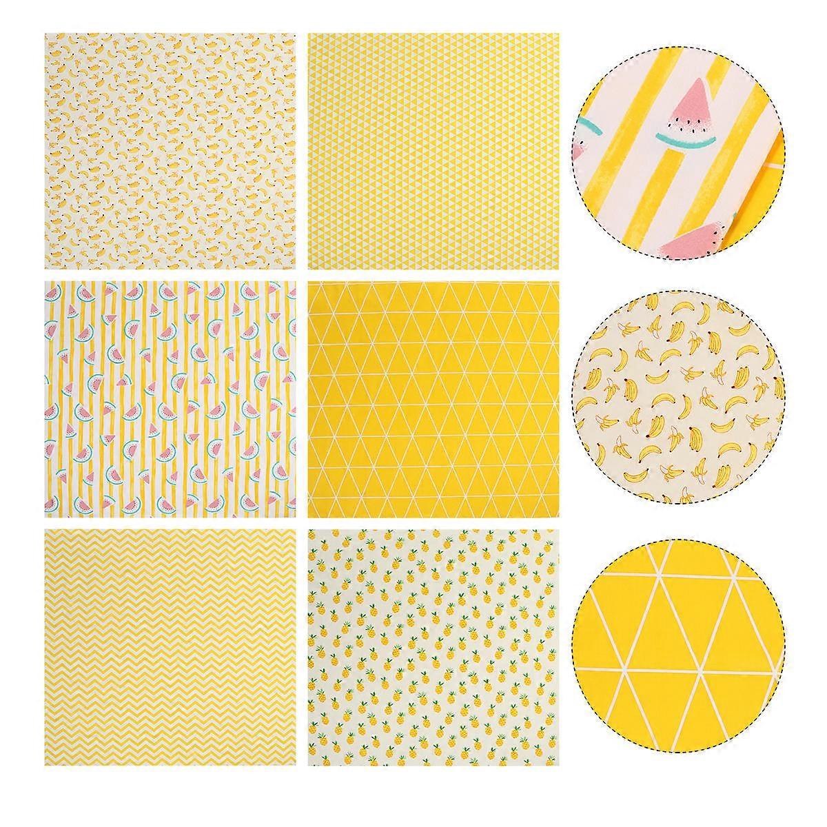 Yellow Cotton Fabric Patchwork for DIY Use 6Pcs Quilting Accessory Set