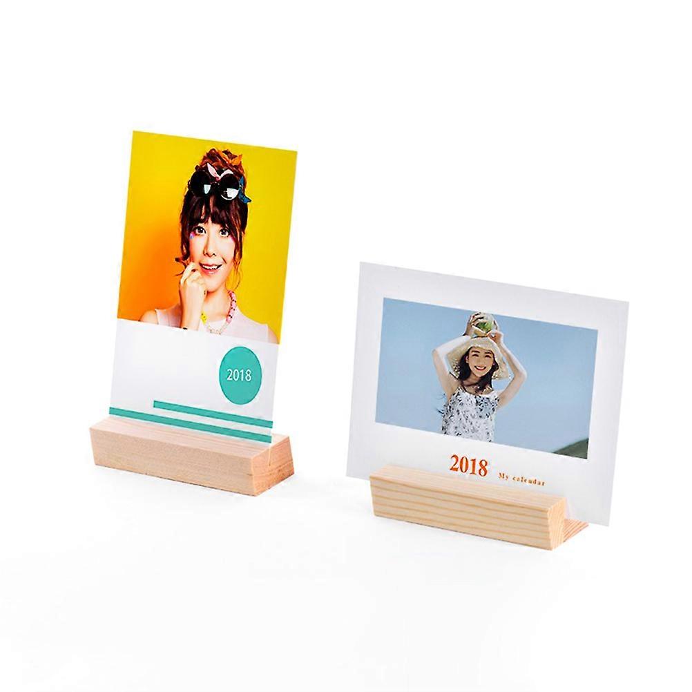 Wooden Photo Holder for Decoration Khaki Color Sturdy Base Stand Upright on Table 7 x 1.8 x 2.7cm