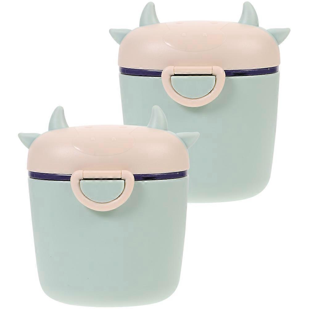 グリーンベビーフォーミュラディスペンサー、保管漏れ防止軽量トラベルコンテナPPシリコン2個