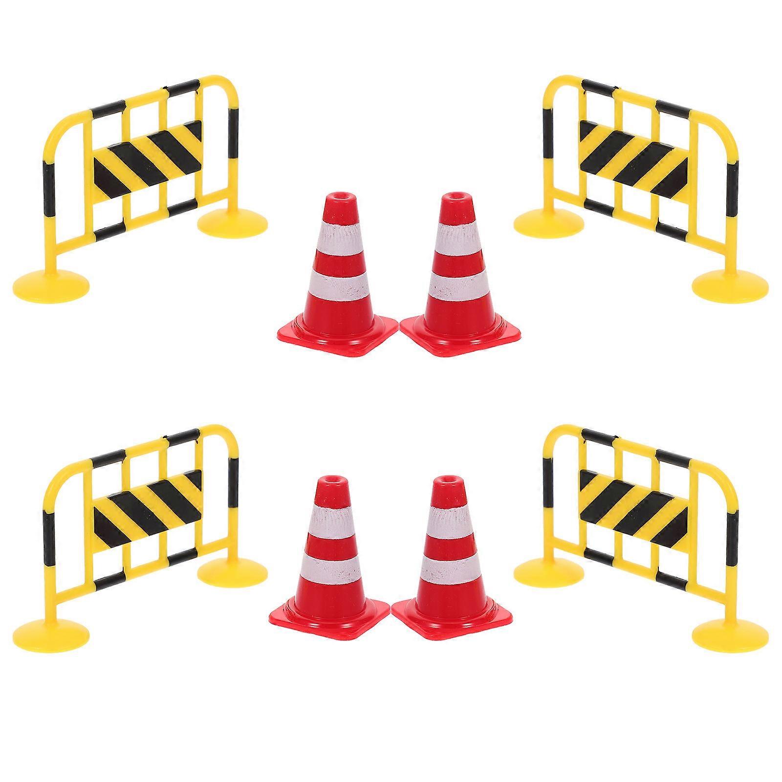 Miniature Roadblocks 8Pcs Assorted Color Durable ABS Traffic Knowledge Barricade Toy for Children