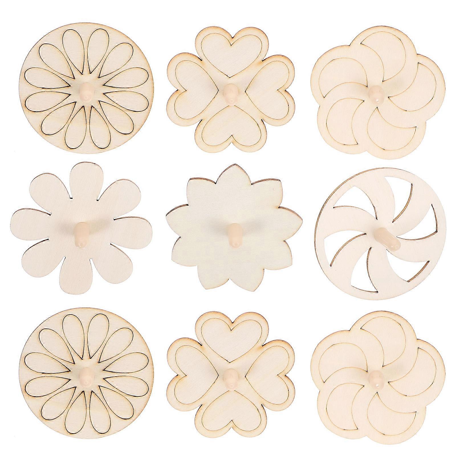 24 Pcs Wooden Blank Gyroscopes for Unfinished DIY Graffiti Crafting with Unique Shapes to Spark Creative Imagination and Painting Activities