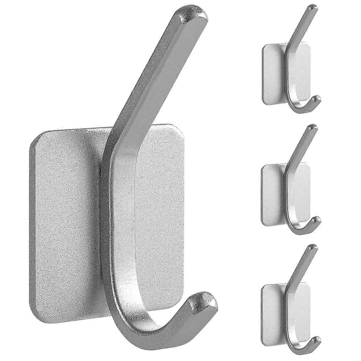 4Pcs Heavy Duty Adhesive Hooks,Self-Adhesive Hooks 50 Lb Maximum Load for Home Schools and Offices Silver