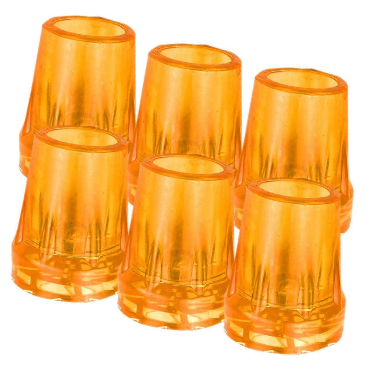 Non-Slip Crutches Tips 6-Pack For Trekking Poles Pole Tip Protection Yellow Rubber Padding