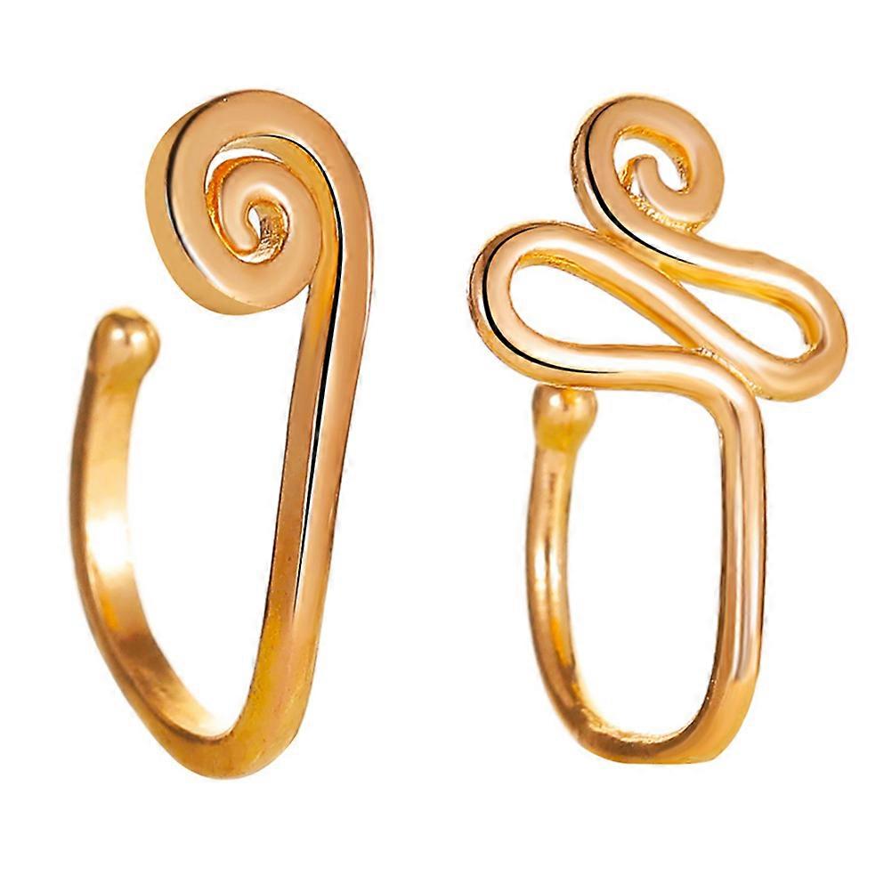Fashion Golden Alloy Nose Rings with Durable Shiny Finish for Decor 2Pcs Value Package