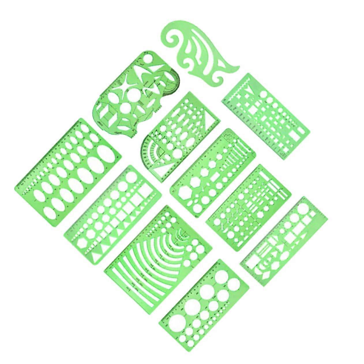 11Piece Geometric Template Set, Quality Multifunctional Measuring and Drawing Tools for School and Design, Ensuring Precise Measurement