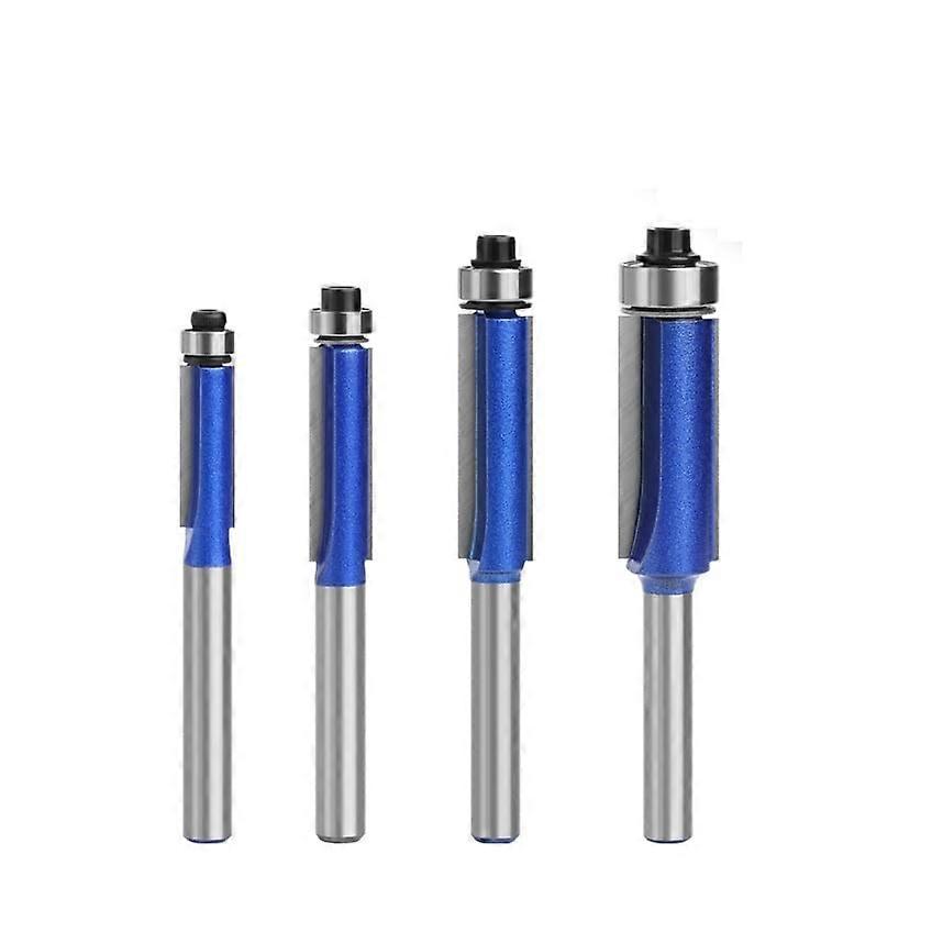 6mm End Mill Flush Router Bit Set - 4 Pieces with Bearings for Woodworking, Precision Cutting, and Smooth Finishes