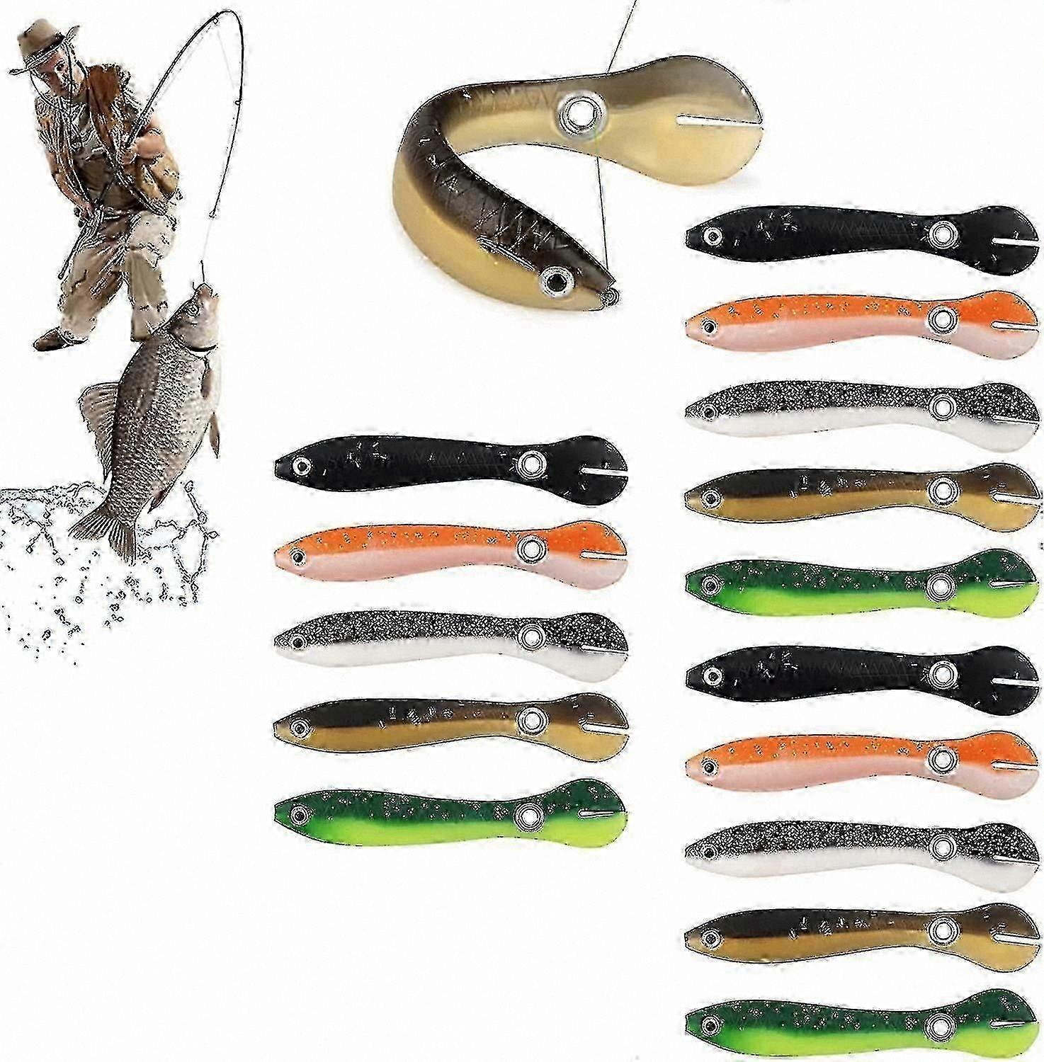 15-Pack Realistic Soft Fishing Lures, Loach Design Slow Sinking Swim Baits for Anglers