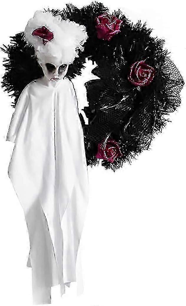 Halloween Wreath - Ghost Front Door Wreath Halloween Hanging Garland Ornament Skeleton Wreath Decoration Hr