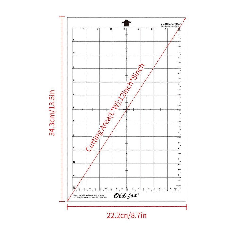 OLD FOX Replacement Cutting Mat Transparent Adhesive Mat with Measuring Grid 8 by 12-Inch for Silhouette Cameo Explore Plotter Machine, 3pcs