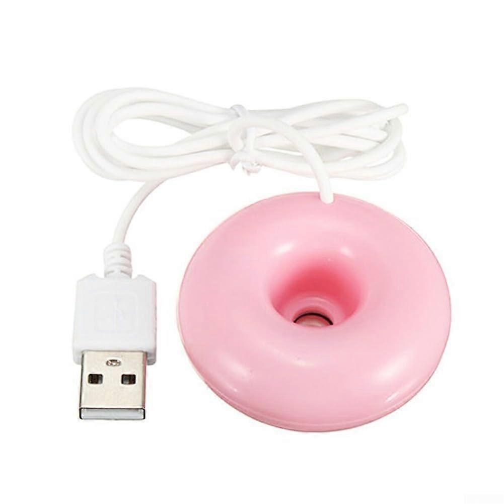 Mini Donut Shaped Humidifier USB Powered With Water Cutoff Protection For Desktop Air Moisturizing And Purifying White