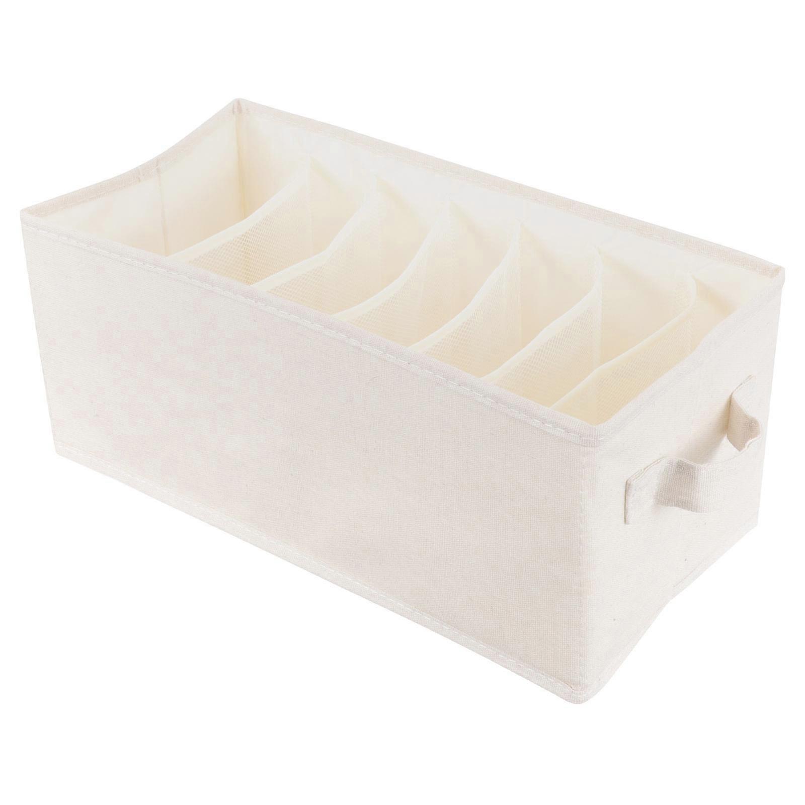Beige Clothes Organizer for Folded Clothes Made of Cotton and Linen with Multigrid Design 12.5x8.3x5.9 Inches
