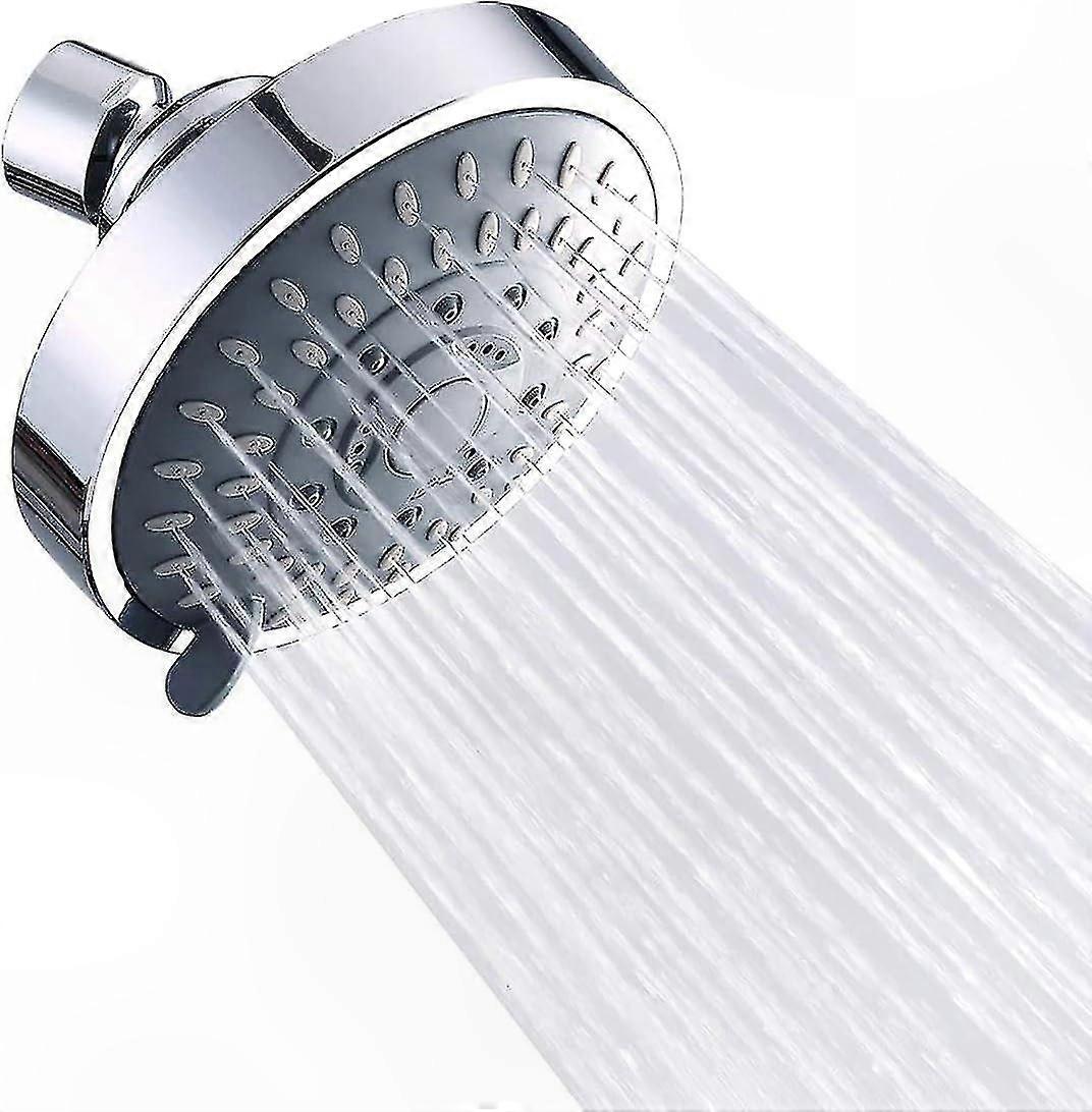 Rainfall Shower Head with 5 Spray Settings, Adjustable Swivel Ball Joint, High-Pressure Fixed Design
