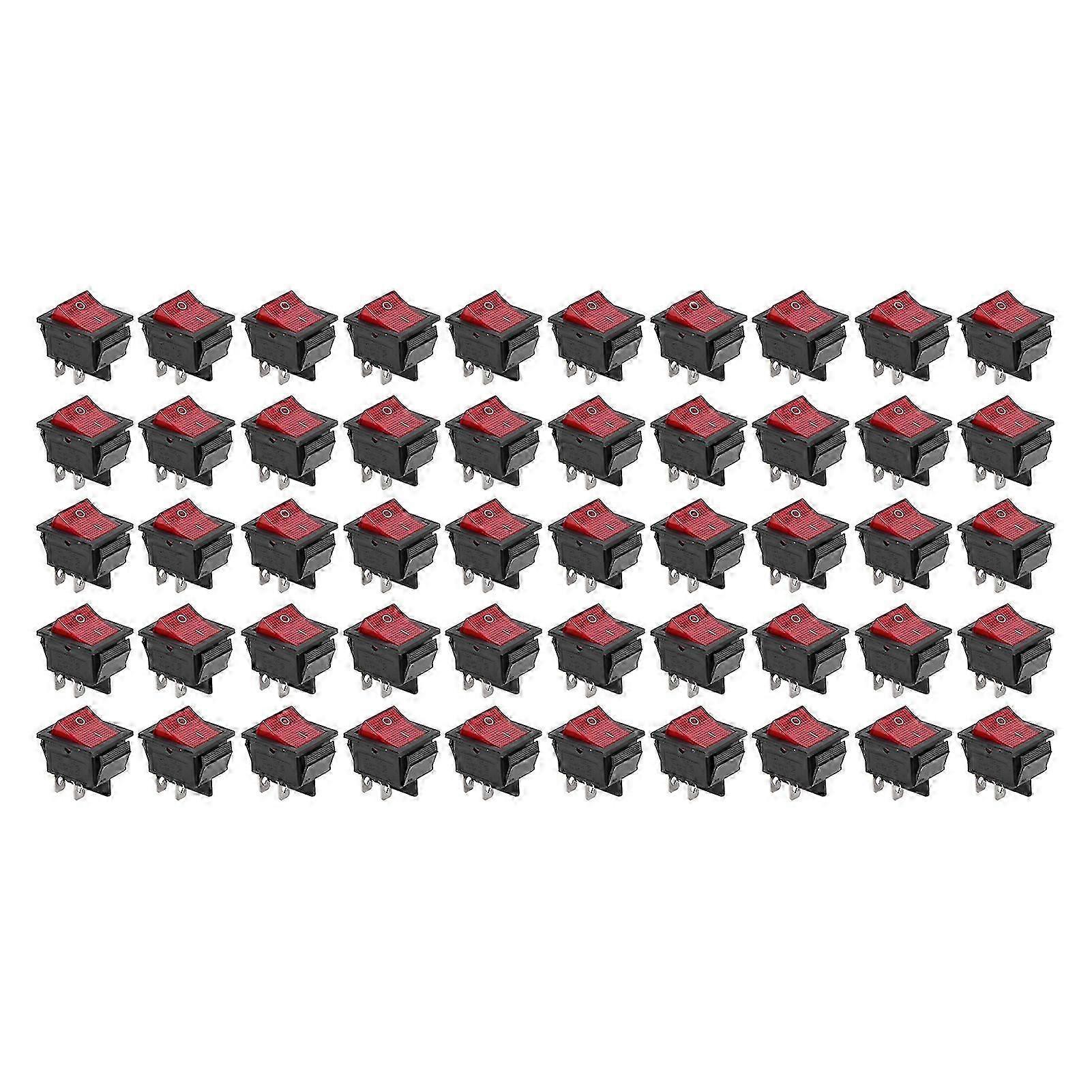 50PCS Snap Power Switch Brass 4 Pin 2 Position Mini Boat Rocker Switches High Current 125/250VRed