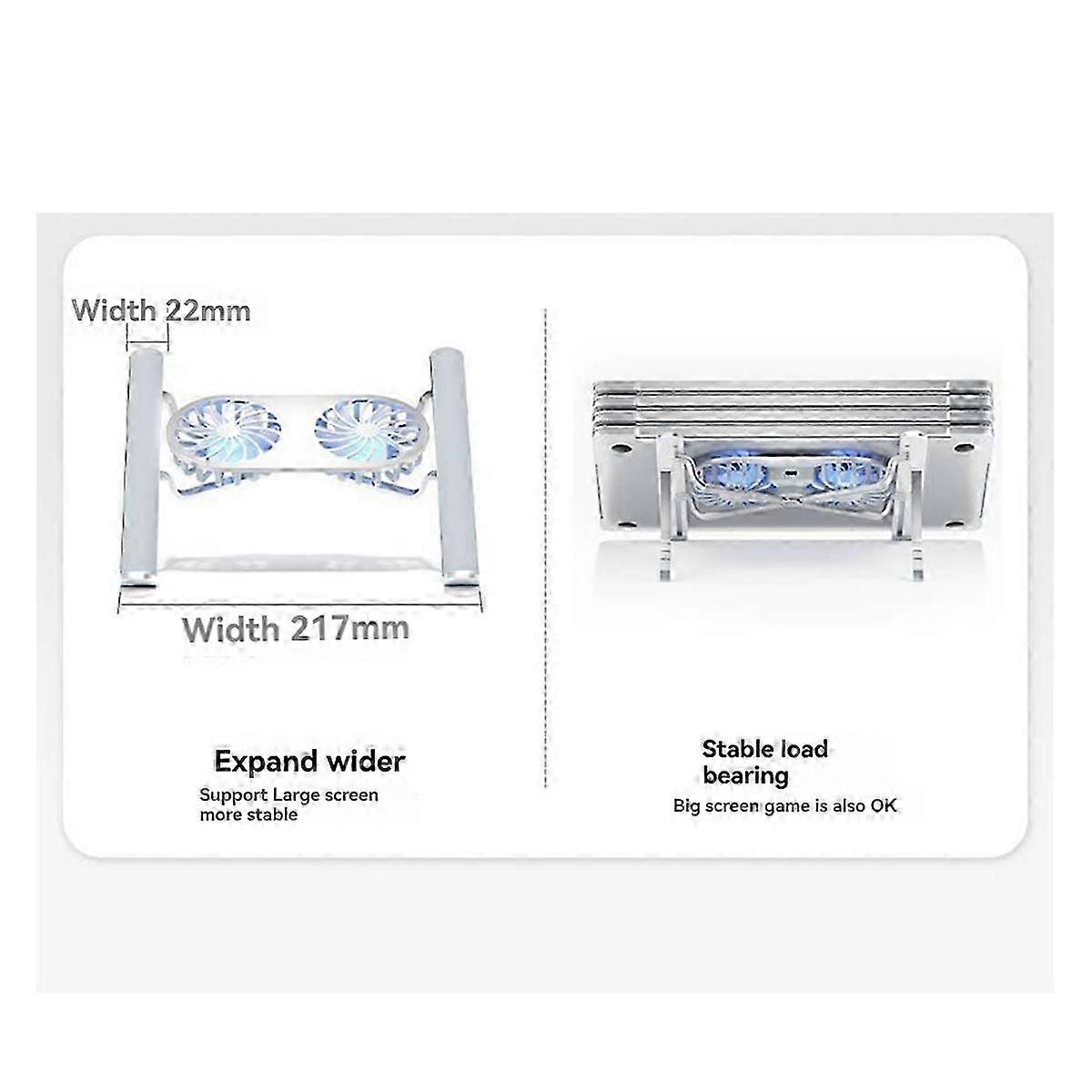 Foldable Laptop Stand with Cooling Fan, Cooler Pad D Silver