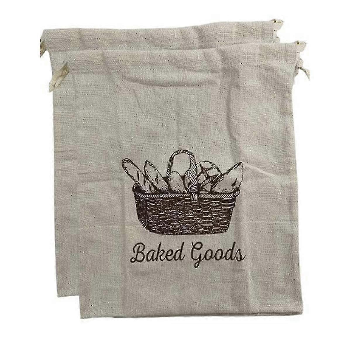 Bread Bags compatible Homemade Bread 2 Pack-Linen Bread Bag Reusable Natural
