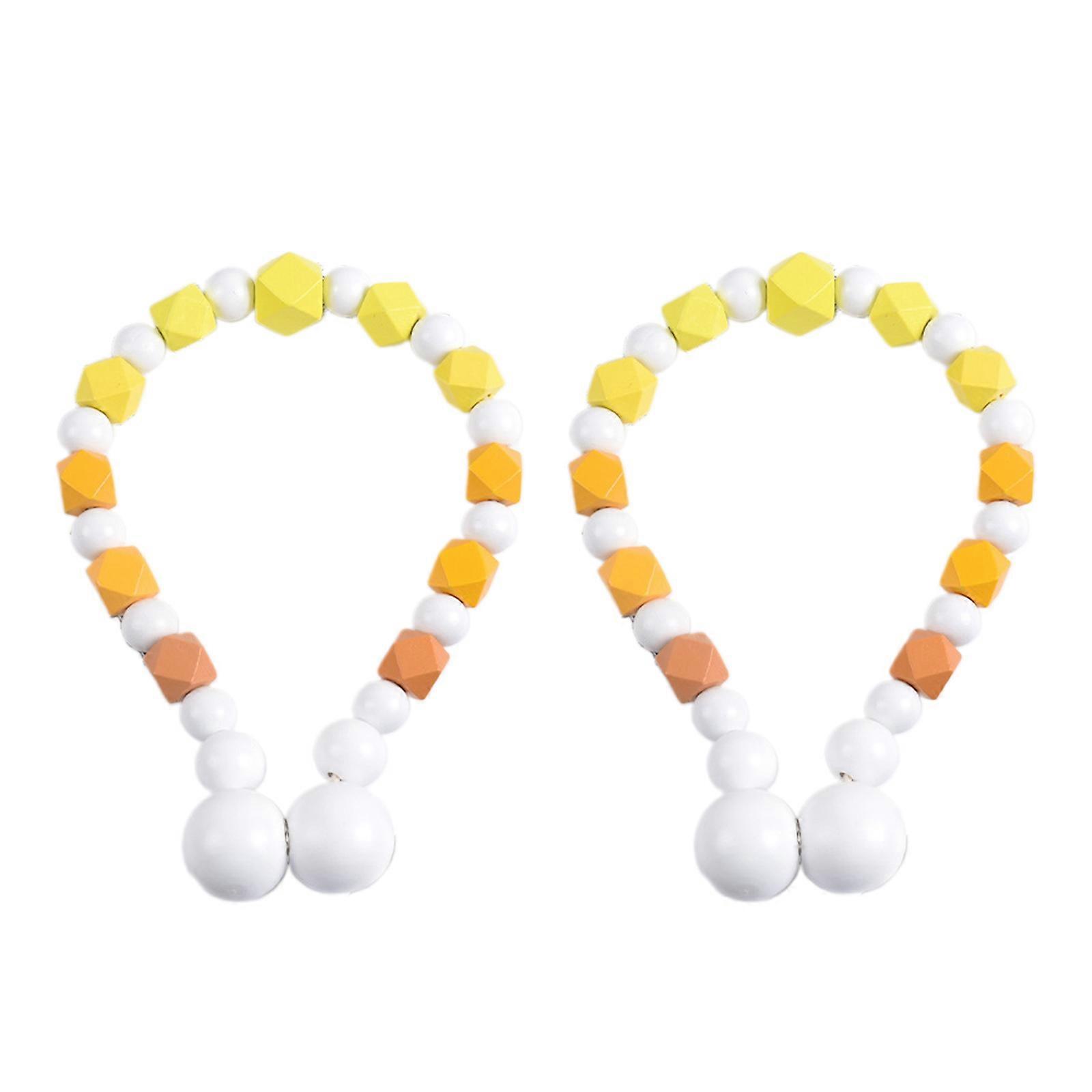 2 Piece Gradient Beads Curtain Tiebacks Magnetic Closures Natural Wooden Decors Modern Window Solution Drapery Holdbacks Multicolor
