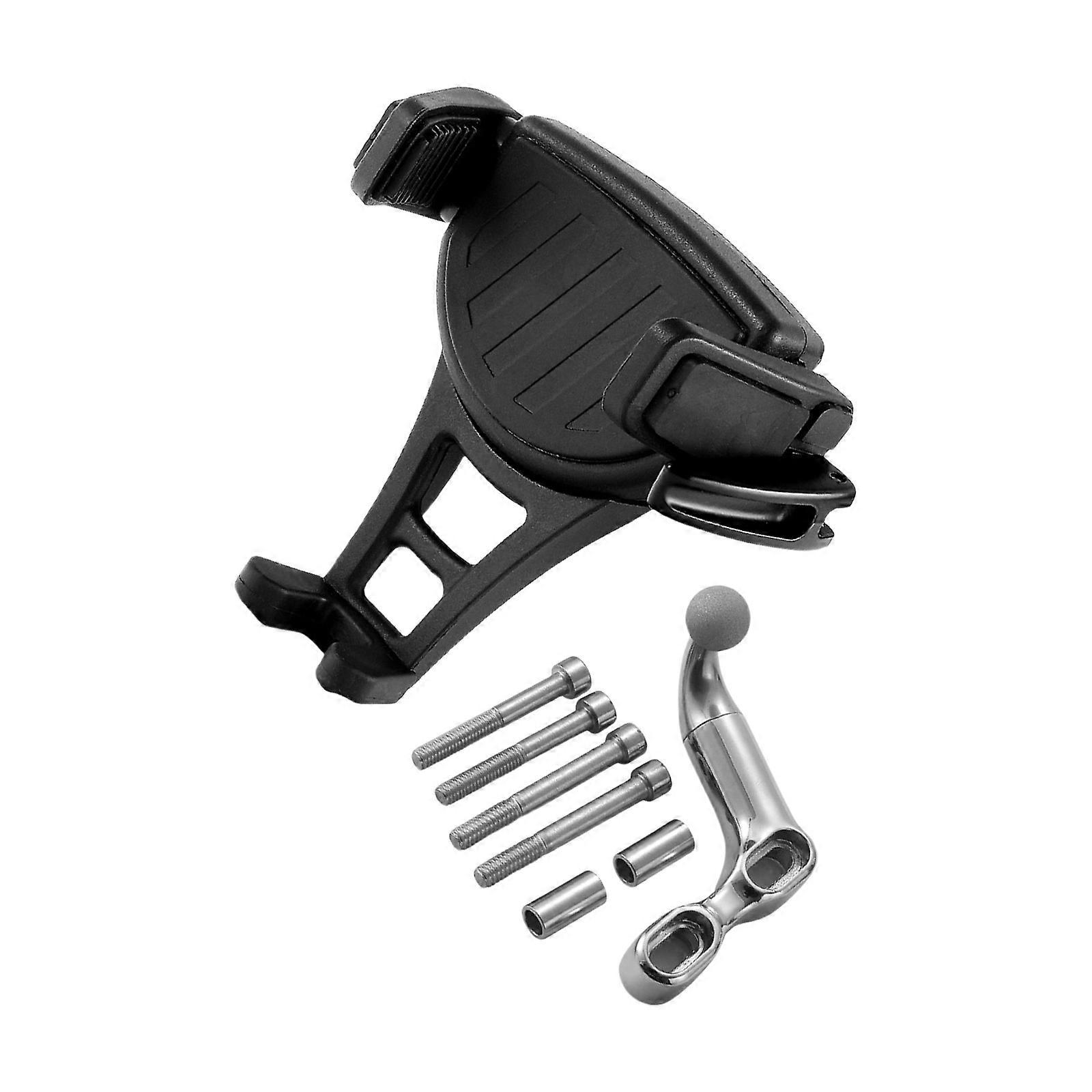 Innovative Offset Base Motorcycle Phone Mount with 360 Rotation Metal Plastic Phone Support for Stable Navigation View  Silver