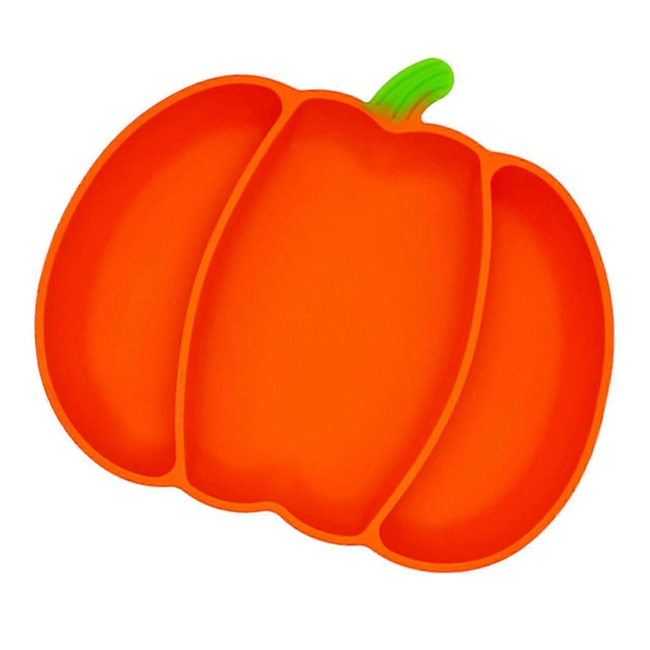 Silicone Suction Plate With Divided Sections Non Slip Orange Feeding Plate For Self Feeding Training