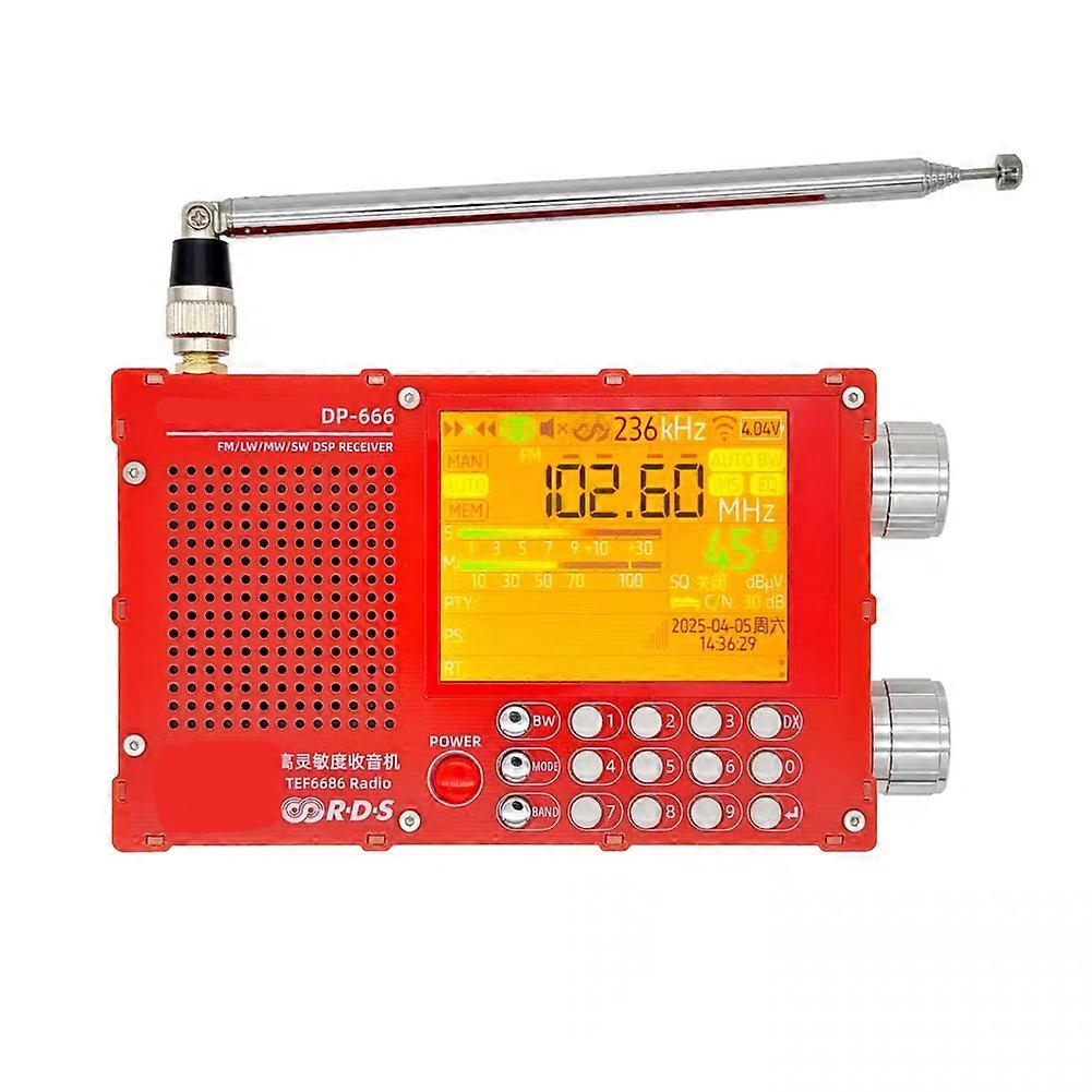  DP-666 TEF6686 Radio High Sensitivity Full Band FM AM LW MW SW Shortwave ESP32 RDS 2.8 Inch IPS LCD