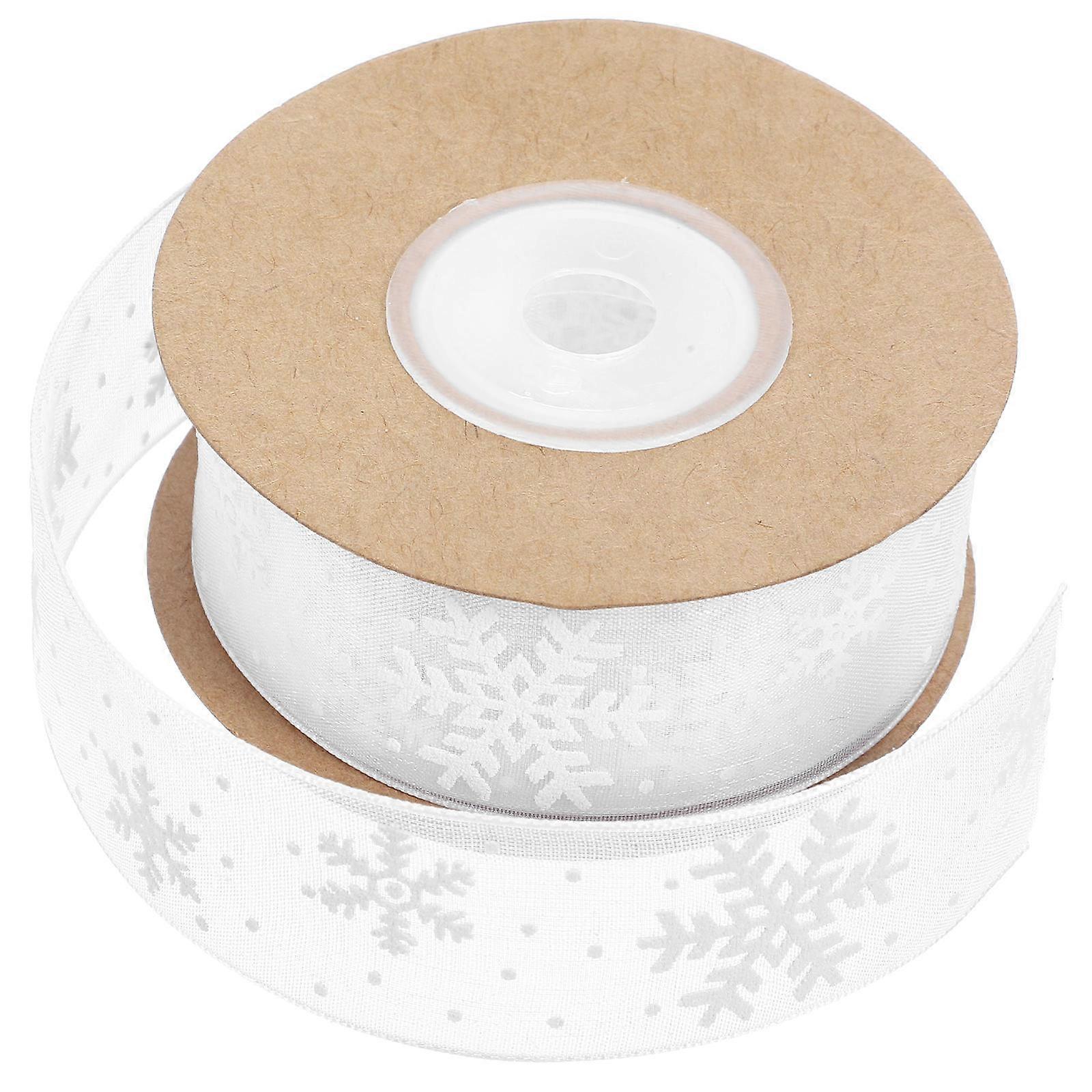 White Snowflake Hair Clamp Ribbon Polyester for Decoration DIY Crafts Party Accessory Length 25 Yards