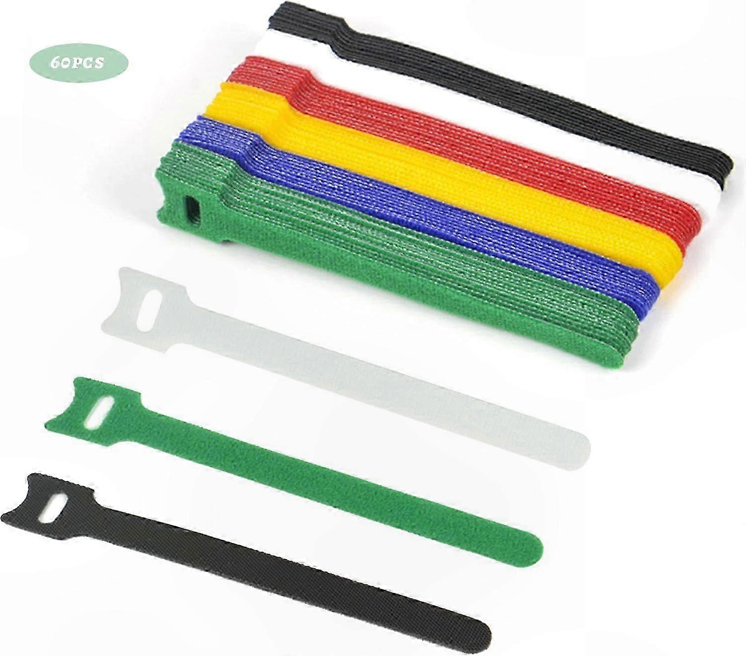 50 Pack Adjustable Reusable Cable Ties with Velcro Fasteners for Cord Management