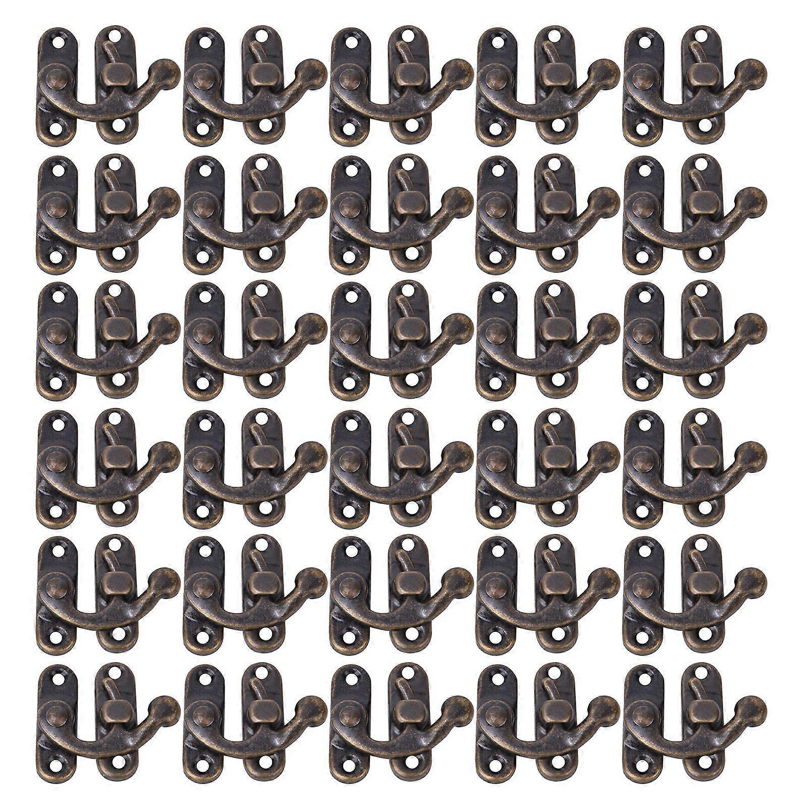 30 Pcs Hasp Hook Retro Style Iron Latch Hook Hasp for Jewelry Gift Boxes 3.2 x 2.8cmBronze Left Latch Hook Hasp
