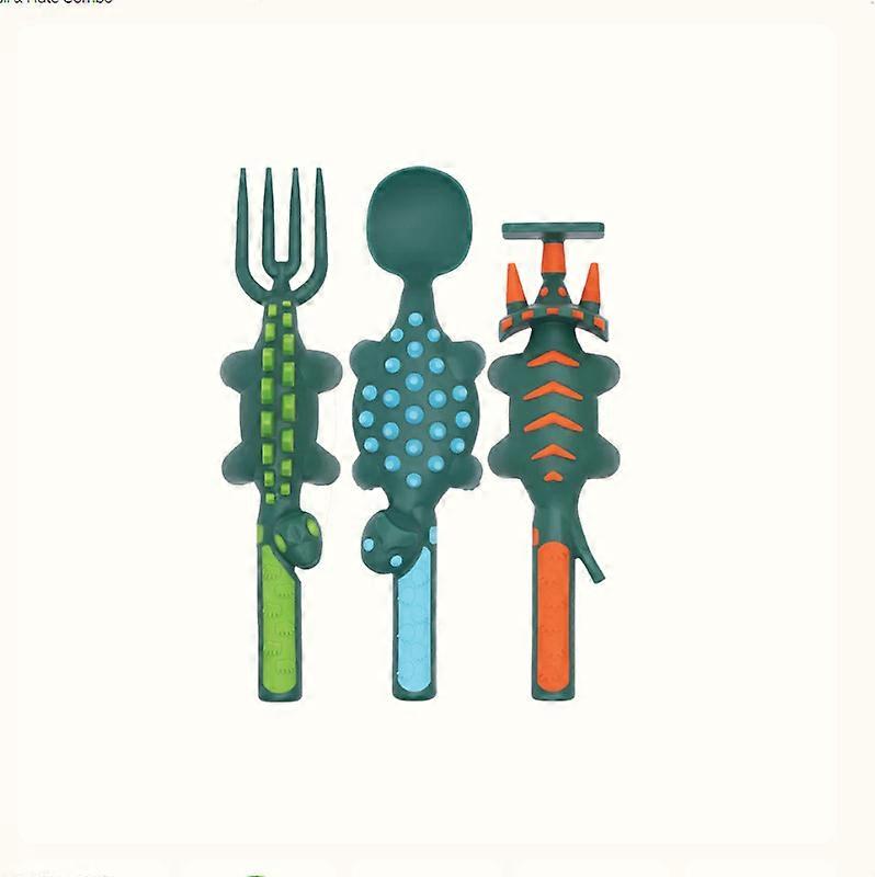 Dinneractive Children's Dinosaur Tableware Set Car Tableware Plate Excavator Fork Spoon Fun Tableware