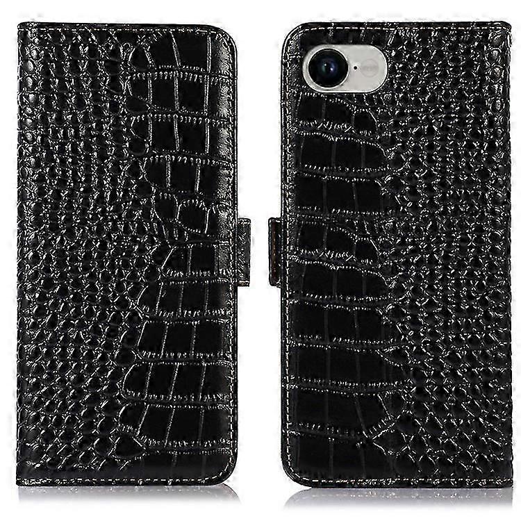 Compatible For iPhone 16e Case RFID Blocking Wallet Flip Genuine Cow Leather Phone Cover