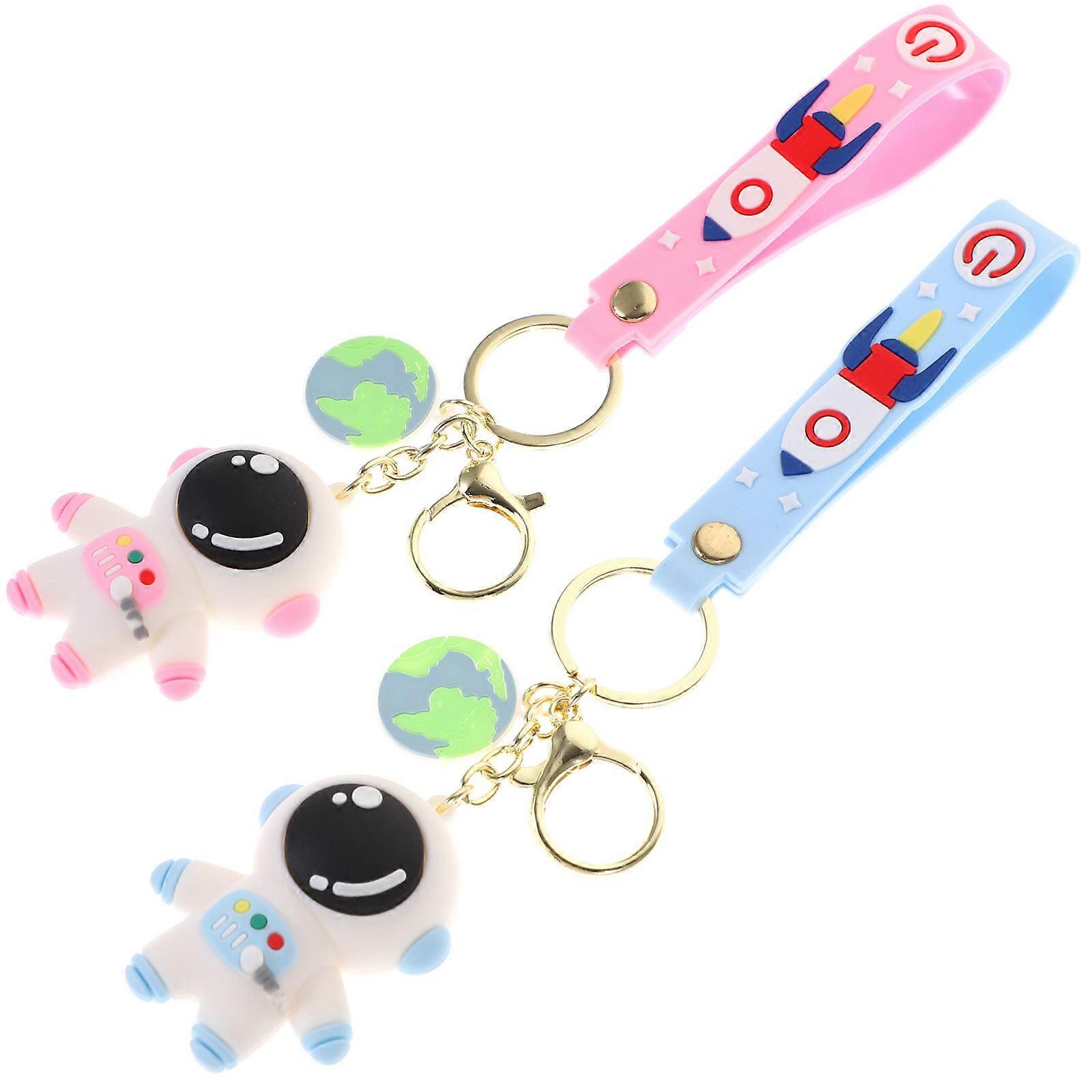 Silicone Keychain Protective Cover Astronaut Cartoon Shape for Assorted Color Protective 2Set